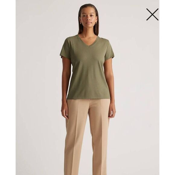 Quince Cotton Modal V Neck Tee Size Medium NWT - Picture 1 of 8